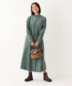SHIPS / シップス ロング・マキシ丈ワンピース | SHIPS Colors:〈洗濯機可能〉コーデュロイ ノーカラー シャツ ワンピース