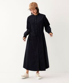 SHIPS / シップス ロング・マキシ丈ワンピース | SHIPS Colors:〈洗濯機可能〉コーデュロイ ノーカラー シャツ ワンピース