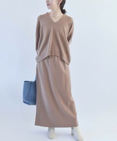 SHIPS / シップス ニット・セーター | quaranciel:〈手洗い可能〉Vネック ニット プルオーバー ＆ スカート セットアップ