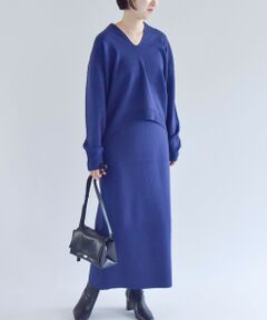 SHIPS / シップス ニット・セーター | quaranciel:〈手洗い可能〉Vネック ニット プルオーバー ＆ スカート セットアップ