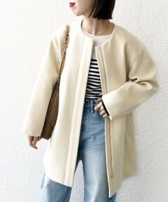 SHIPS any: PONTETORTO ジップ ノーカラー コート