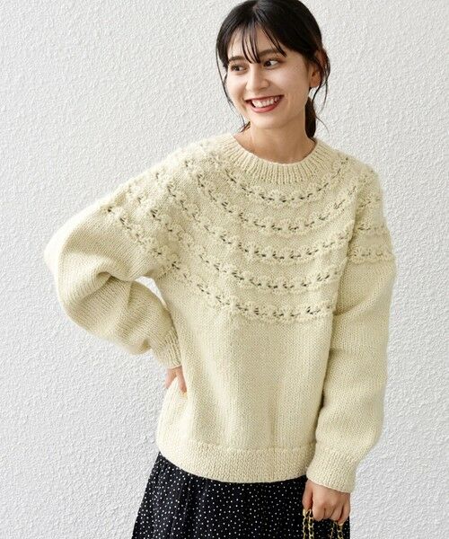 SHIPS for women / シップスウィメン ニット・セーター | 【SHIPS any別注】NEPAL HAND KNIT: フラワー ライン ニット | 詳細1