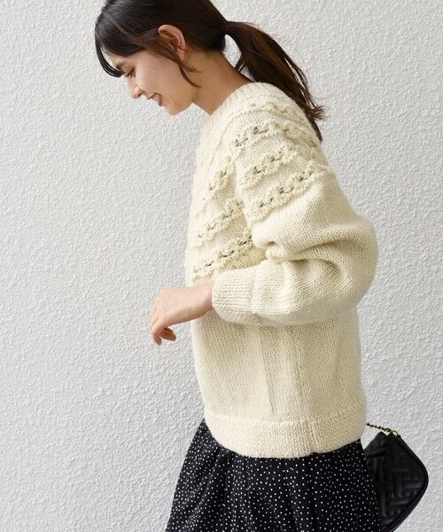 SHIPS for women / シップスウィメン ニット・セーター | 【SHIPS any別注】NEPAL HAND KNIT: フラワー ライン ニット | 詳細3