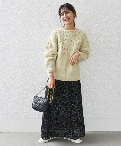 SHIPS for women / シップスウィメン ニット・セーター | 【SHIPS any別注】NEPAL HAND KNIT: フラワー ライン ニット | 詳細6