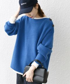 SHIPS any: AQUA カシミヤ ミックス ボートネック ニット プルオーバー