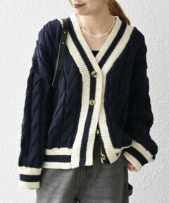 【SHIPS any別注】Oldderby Knitwear: Vネック クリケット カーディガン