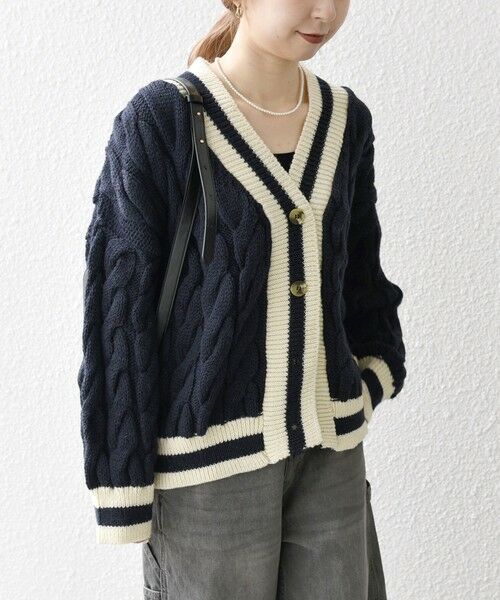 SHIPS for women / シップスウィメン カーディガン・ボレロ | 【SHIPS any別注】Oldderby Knitwear: Vネック クリケット カーディガン | 詳細24