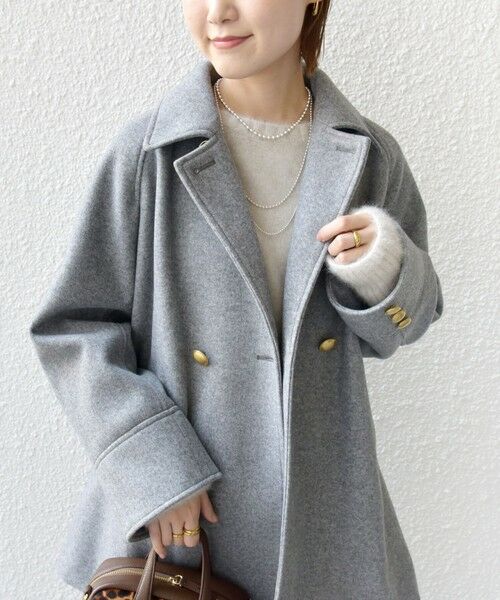 SHIPS / シップス ピーコート | 【WEB限定】〈手洗い可能〉ウール ライク ジャージー メルトン 2WAY Pコート | 詳細25