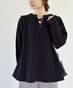 SHIPS / シップス ニット・セーター | quaranciel: ウール レースアップ  フレア ニット プルオーバー