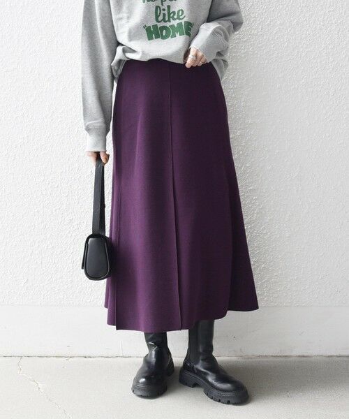 SHIPS for women/シップスウィメン SHIPS any: エア ニードル タック ミディ スカート パープル 38