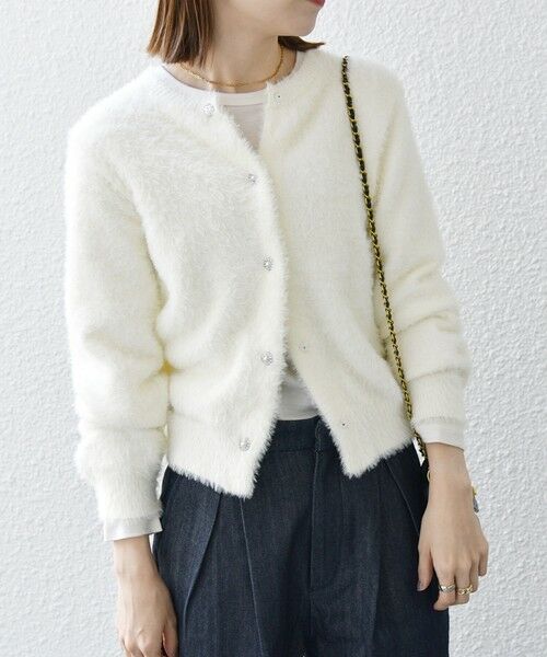 SHIPS / シップス カーディガン・ボレロ | SHIPS any:〈手洗い可能〉フェザーヤーン ビジューボタン カーディガン | 詳細4