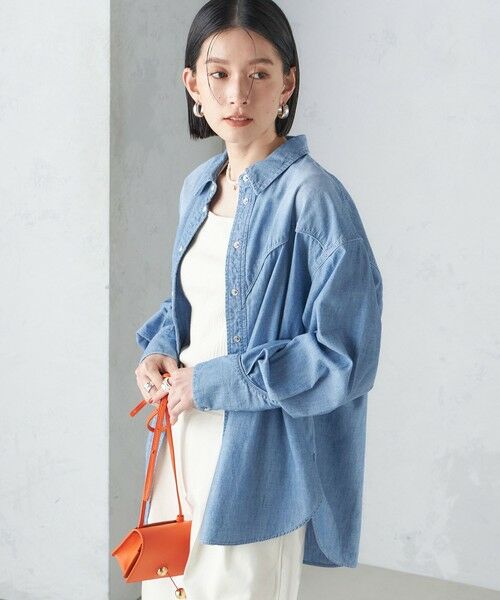 SHIPS for women / シップスウィメン シャツ・ブラウス | 〈洗濯機可能〉シャンブレー オーバー ウエスタン シャツ 24SS ◇ | 詳細12