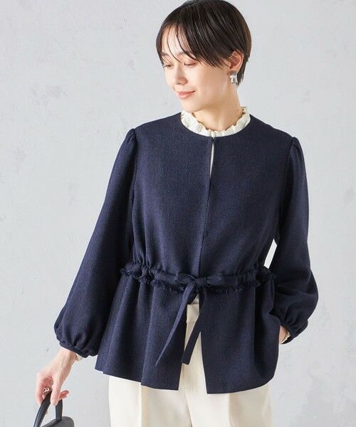 SHIPS for women / シップスウィメン ノーカラージャケット | ウエスト リボン 羽織 ジャケット 24SS ◇ | 詳細29