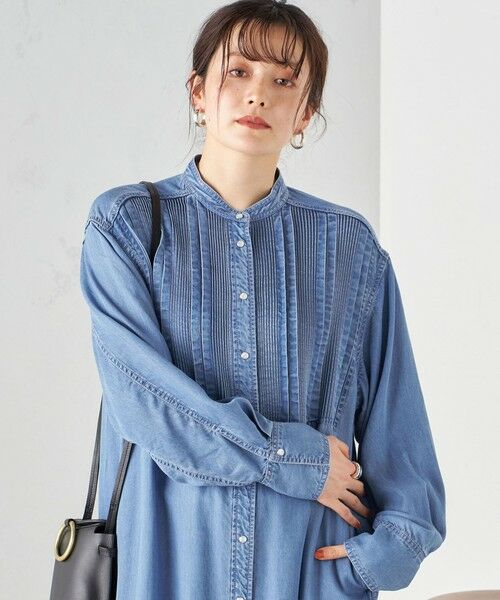 SHIPS for women / シップスウィメン ロング・マキシ丈ワンピース | 〈手洗い可能〉ランダム ピンタック デニム ワンピース 24SS ◇ | 詳細28