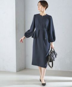 〈セレモニー対応可〉アセテート混 ペプラム デザイン ワンピース 24SS ◇