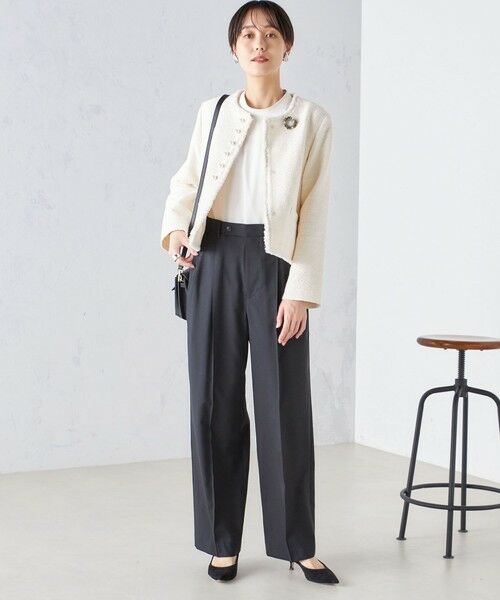 SHIPS for women / シップスウィメン ノーカラージャケット | 〈セレモニー対応可〉スラブ ツイード ノーカラー ジャケット 24SS（セットアップ対応）◇ | 詳細9