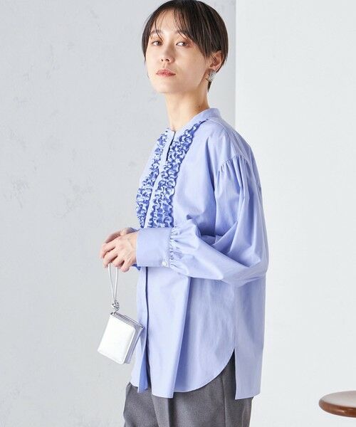 SHIPS for women / シップスウィメン シャツ・ブラウス | 〈手洗い可能〉異素材 フリル デザイン ブラウス 24SS | 詳細29