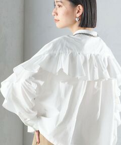 〈手洗い可能〉近江晒 タイプライター ラッフル ブラウス 24SS ◇