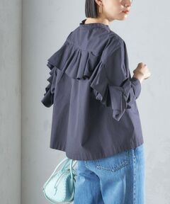 〈手洗い可能〉近江晒 タイプライター ラッフル ブラウス 24SS ◇