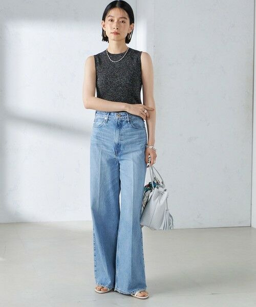 手洗い可能〉ラメ ノースリーブ ニット （ニット・セーター