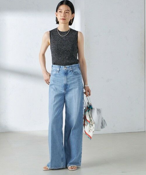 シップス SHIPS 〈手洗い可能〉リブ ニット 長袖 × 布帛