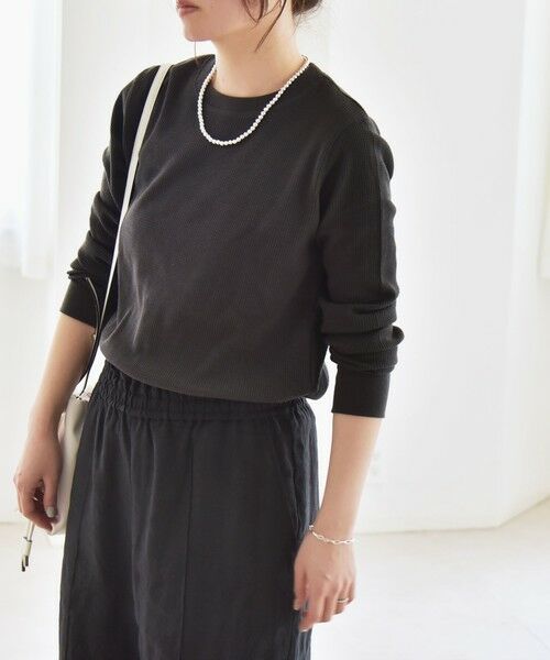 SHIPS for women / シップスウィメン Tシャツ | quaranciel:〈洗濯機可能〉ワッフル クルーネック ラウンドヘム カットソー | 詳細30