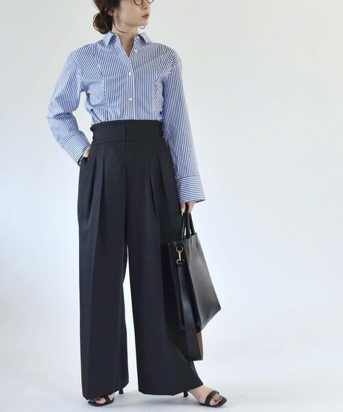 SHIPS for women / シップスウィメン その他パンツ | quaranciel:〈洗濯機可能〉ヘリンボーン ハイウエスト ワイドパンツ 24SS | 詳細9