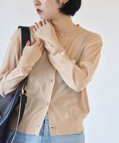 SHIPS / シップス カーディガン・ボレロ | quaranciel:〈手洗い可能〉シアー クルーネック ゴールドボタン カーディガン