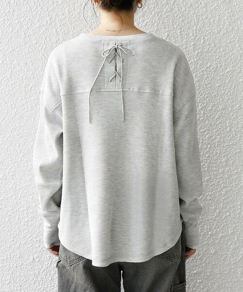 SHIPS for women / シップスウィメン カットソー（半袖以外） | 《一部追加予約》SHIPS any:〈洗濯機可能〉 ワッフル  レースアップ ラウンドヘム プルオーバー | 詳細28