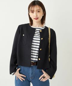SHIPS / シップス ノーカラージャケット | SHIPS Colors:ツイードライク クロップド ジャケット