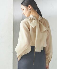 SHIPS / シップス シャツ・ブラウス | 《一部追加予約》〈手洗い可能〉オーガンジー リボン ブラウス