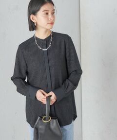 〈手洗い可能〉 ジャカード バンドカラー ブラウス 24SS ◇