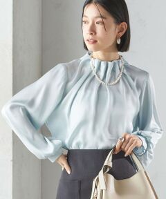 SHIPS / シップス シャツ・ブラウス | 〈手洗い可能〉ヴィンテージ サテン ネック ギャザー ブラウス