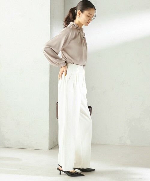 SHIPS / シップス シャツ・ブラウス | 【一部WEB限定】〈手洗い可能〉ヴィンテージ サテン ネック ギャザー ブラウス | 詳細22