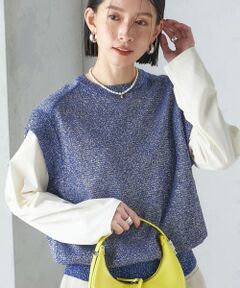 SHIPS / シップス ニット・セーター | 〈手洗い可能〉ラメ混 ペーパー 編地 コンビ プルオーバー ◇