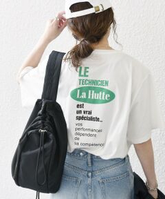 La Hutte:〈洗濯機可能〉ラウンドヘム ロゴ プリント TEE