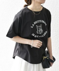 La Hutte:〈洗濯機可能〉ラウンドヘム ロゴ プリント TEE