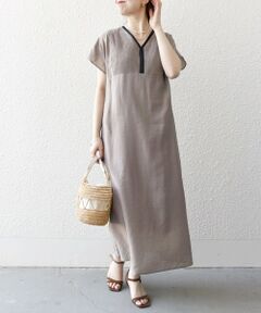 【WEB限定】SHIPS any: シアー リネン ミックス ピンタック ワンピース 24SS