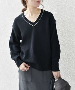 SHIPS / シップス ニット・セーター | SHIPS any:〈手洗い可能〉リリヤーン ライン Vネック ニット プルオーバー