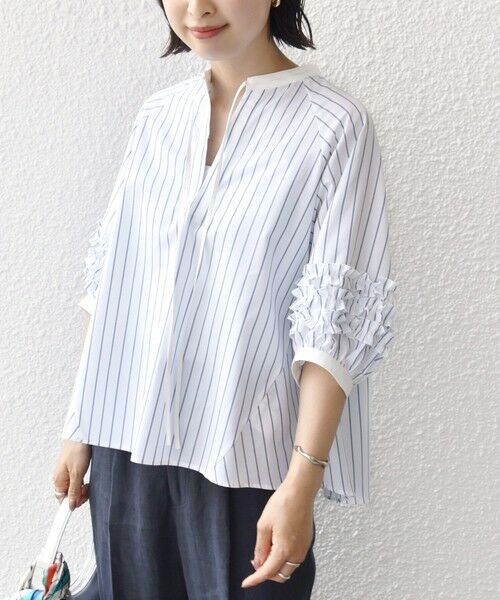 ふふ Drawer フリルカットソー  Tシャツ  美品 最終セール！ Eclat one tシャツ マルチウェイ グラデーション チュールフリル