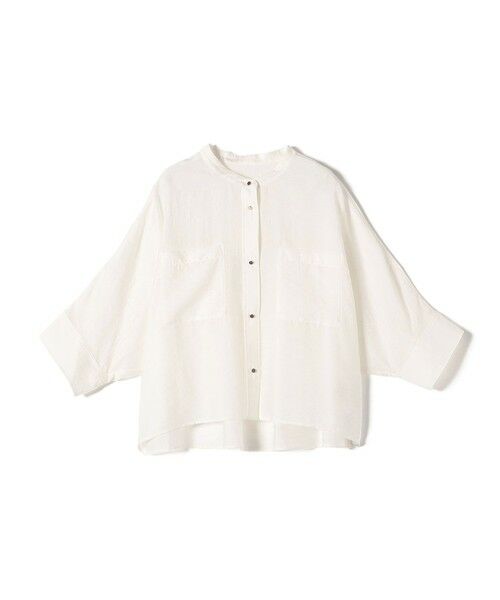 【美品】シップス　シルク混シアー羽織 シャツ ホワイト SHIPS（シップス）の「〈手洗い可能〉シルク混 シアー 羽織