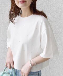 【WEB限定】〈手洗い可能〉ラインストーン ワイド TEE