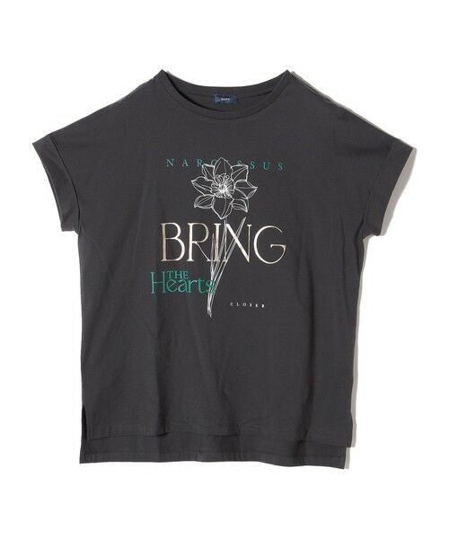 WEB限定】〈手洗い可能〉フラワー 箔 プリント ロゴ TEE （T