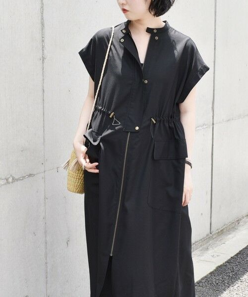 SHIPS / シップス ロング・マキシ丈ワンピース | quaranciel:〈洗濯機可能〉ドレッシー ワーク フレンチスリーブ ドロスト ワンピース | 詳細4