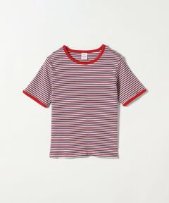 Healthknit:〈洗濯機可能〉ボーダー リブ ショートスリーブ TEE