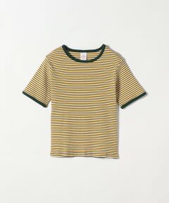 Healthknit:〈洗濯機可能〉ボーダー リブ ショートスリーブ TEE