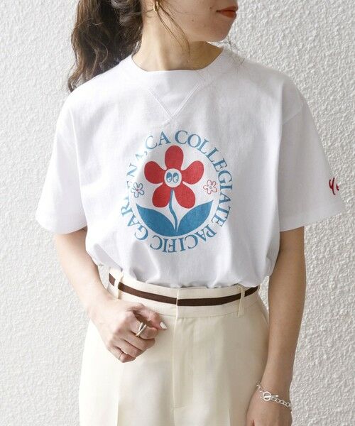SHIPS for women / シップスウィメン Tシャツ | 【SHIPS any別注】Collegiate Pacific:〈洗濯機可能〉V ガゼット プリント Tシャツ 24SS | 詳細5