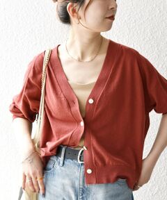 SHIPS / シップス カーディガン・ボレロ | SHIPS any:〈手洗い可能〉リネン ミックス Vネック ショート シアー カーディガン