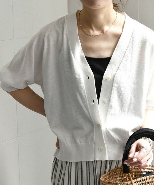 SHIPS / シップス カーディガン・ボレロ | SHIPS any:〈手洗い可能〉リネン ミックス Vネック ショート シアー カーディガン | 詳細11
