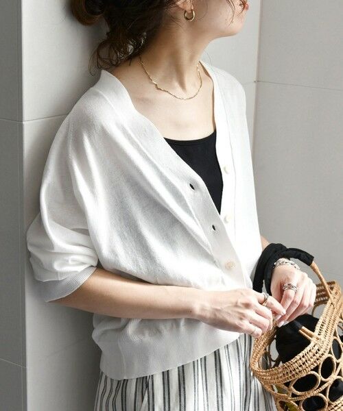 SHIPS / シップス カーディガン・ボレロ | SHIPS any:〈手洗い可能〉リネン ミックス Vネック ショート シアー カーディガン | 詳細12
